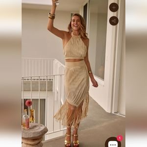 NWT 2 pieces Nine Lives Bazaar Ritz Gold Halter and Skirt